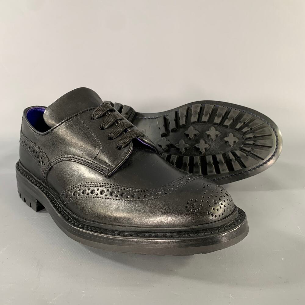 BURBERRY Size 8 Black Perforated Leather Lace Up Lace Up Shoes - Picture 5 of 7